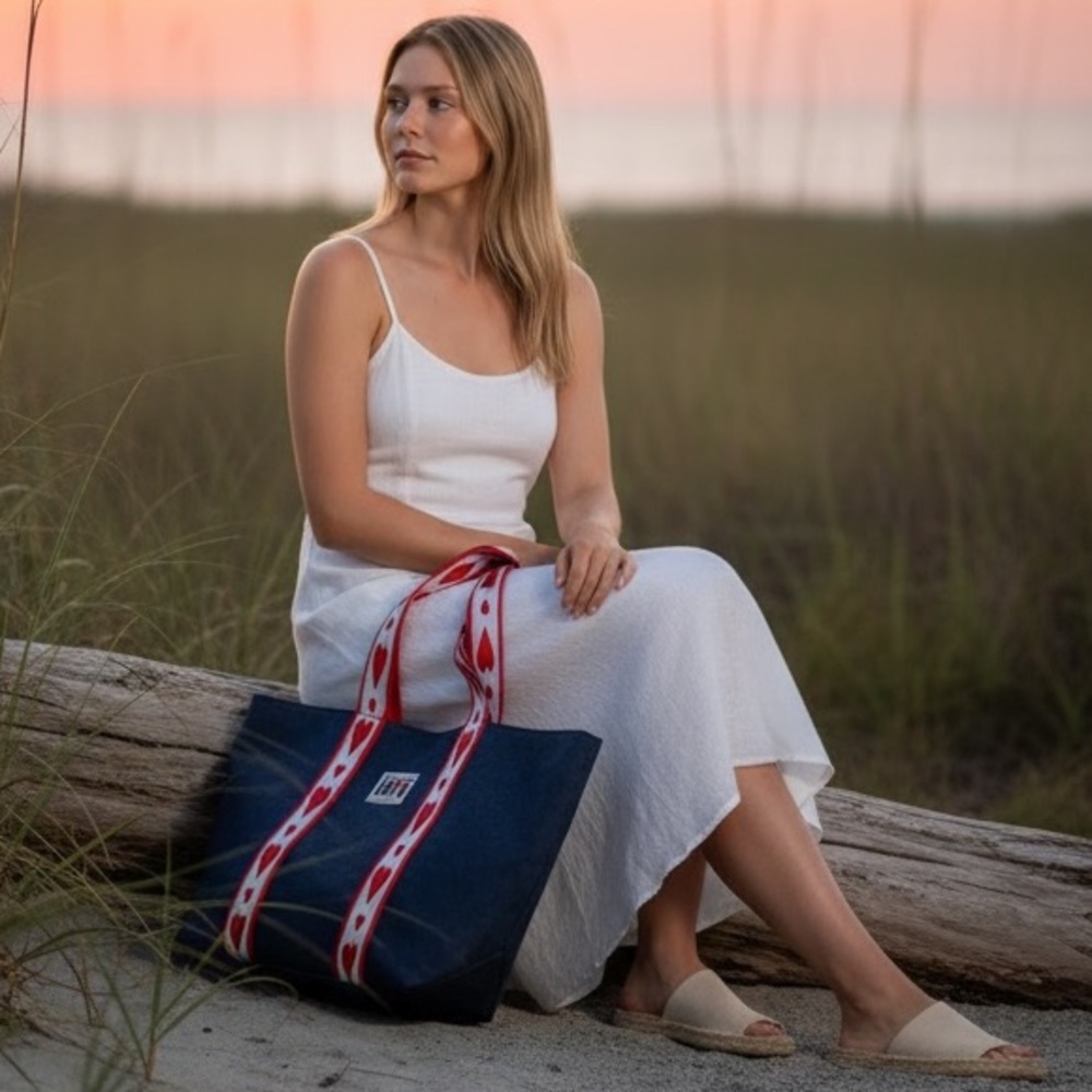 Brighton Love Navy and Red Heart Tote